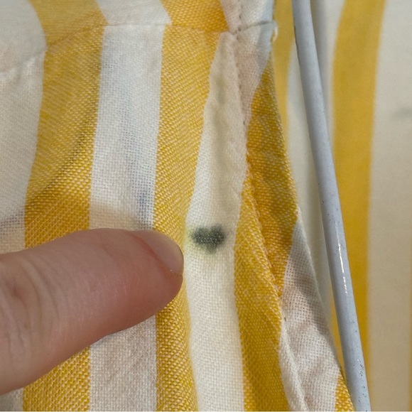 Madewell Agency Tie-Front Button Top Pompano Stripe cotton SZ M white yellow - Picture 4 of 9